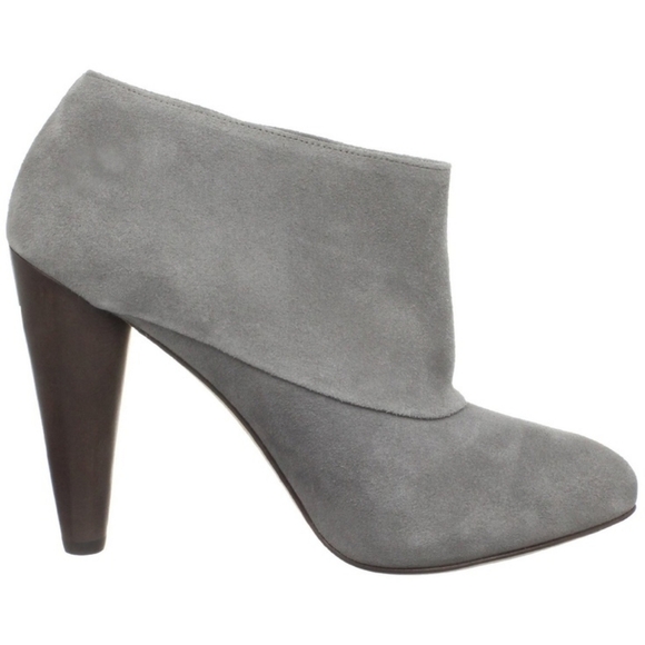 Cole Haan Josephine Suede Ankle Bootie Ironstone Taupe Gray Wooden Heel 9.5 - Picture 11 of 11